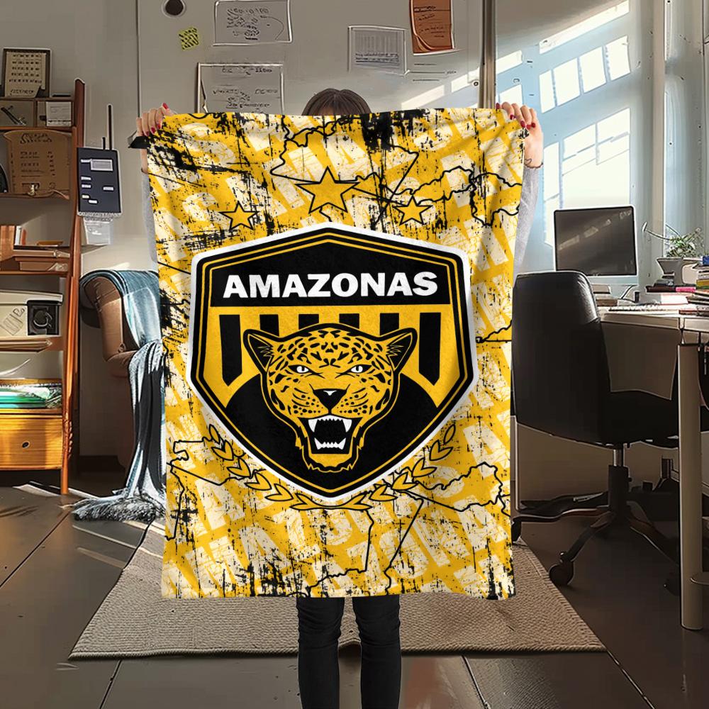 1Pc Amazonas FC Logo Print Flannel Blanket High Quality Warm Comfortable Cover for All Seasons Perfect for Gifts Home Decor