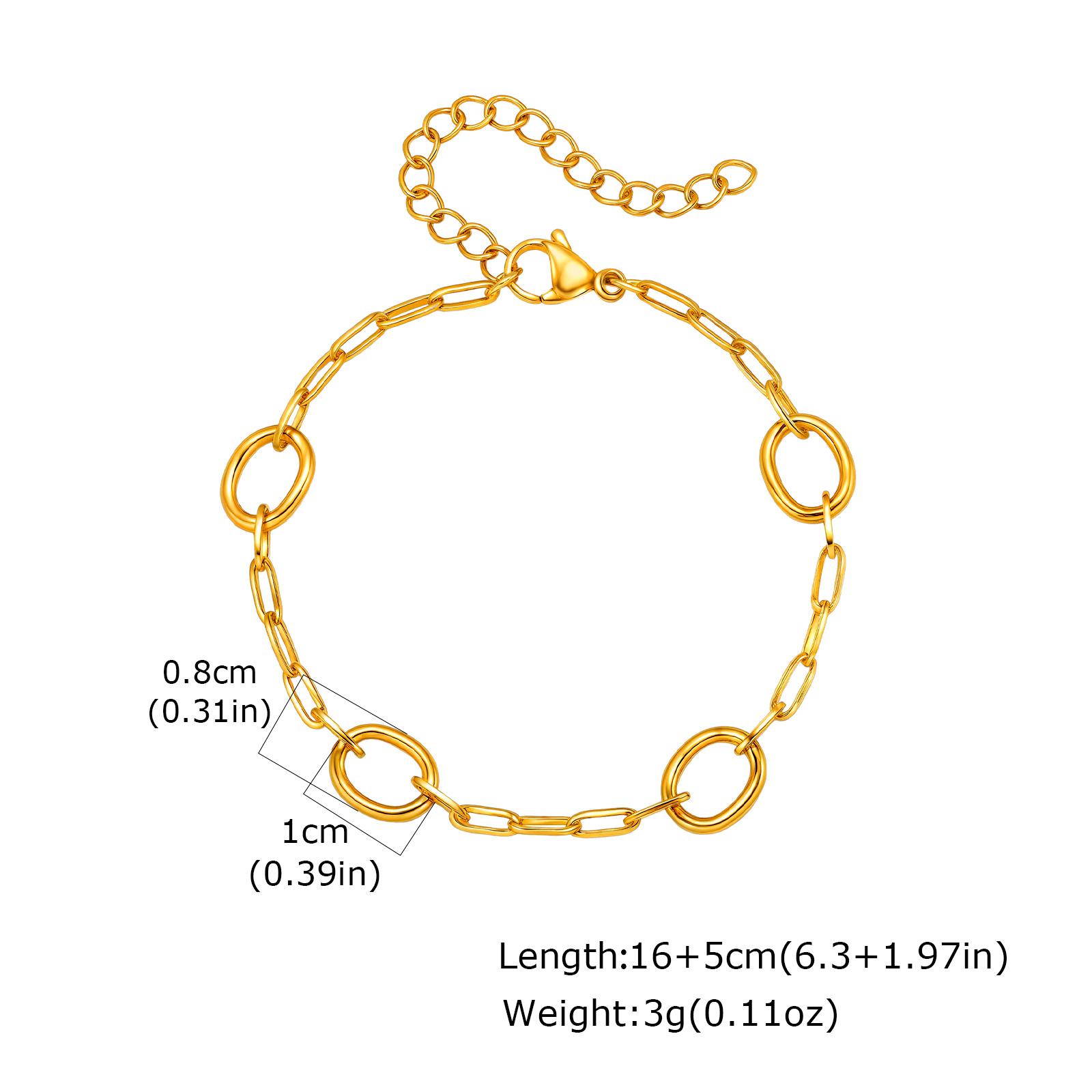 

Fashion 18k Gold Plated Chunky Oval Link Chain Stainless Steel Bracelet for Women, Luxury Minimalist Waterproof Jewelry Gift