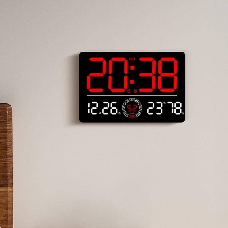 LED Digital Clock Auto Time Sync Large Display with 2 Alarm and Countdown Functions Temperature Display for Home Office