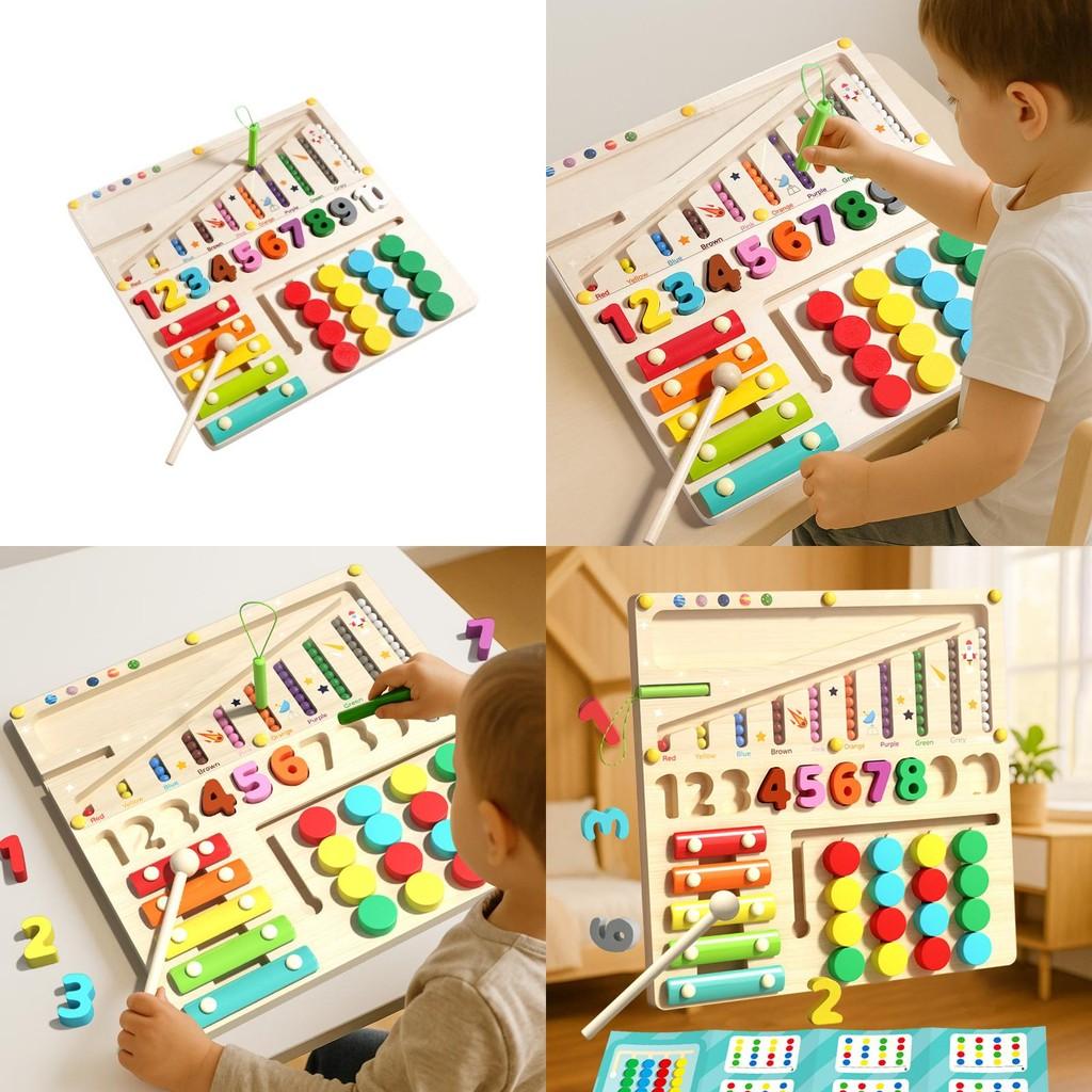 Wooden Four In One Magnetic Puzzle Board Educational Toy For Toddlers