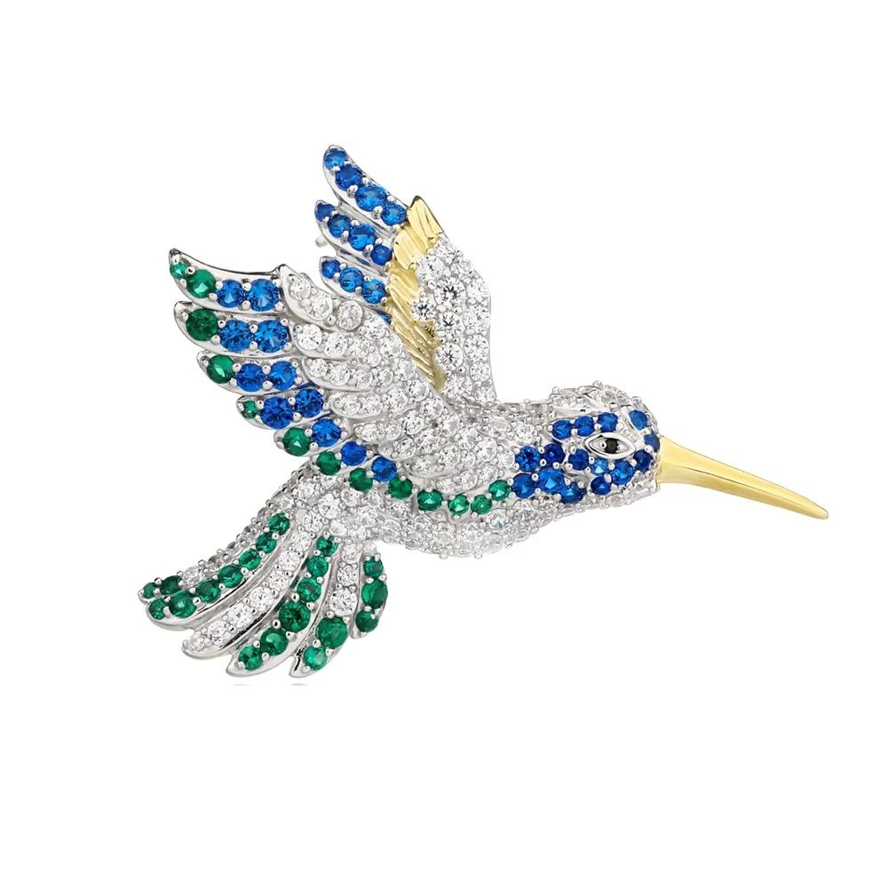 TIANSHE Neo Chinese Style Design S925 Silver Hummingbird Brooch High Quality Luxury Animal Pin Suits Accessories 925 Silver