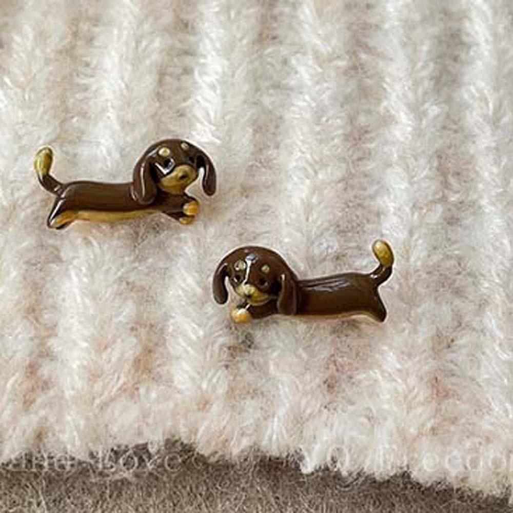 Acetic Acid Cartoon Chain Necklace Kawaii Puppy Ring Creative Dachshund Earrings  Women