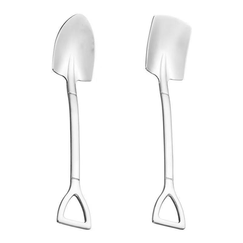 1Pcs Shovel Spoons Stainless Steel TeaSpoons Coffee Ice Cream Dessert Tableware Scoop Kitchen Accessories