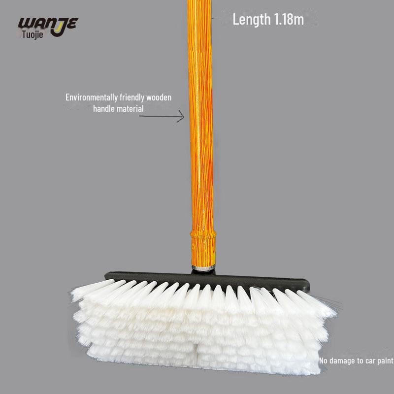 Telescopic Car Cleaning Brush with Soft Bristles, Long Handle, and Absorbent Mop Head