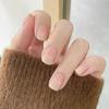 24Pcs Gradient White Short Square Ballet Fake Nails Simple Nude Full Cover Press On Manicure Tips