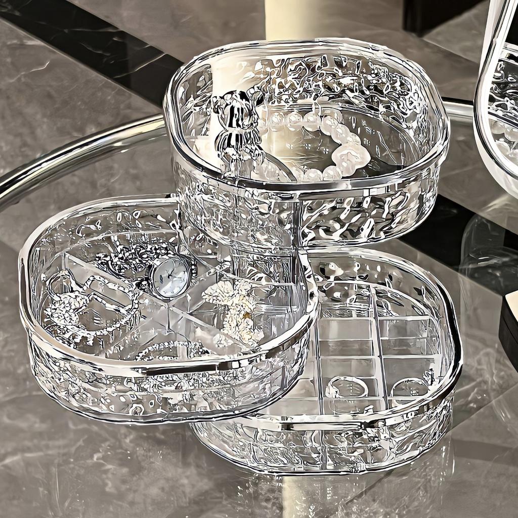 Rotating Earring Jewelry Storage Box Hairpin Scrunchie Necklace Stud Dust Box