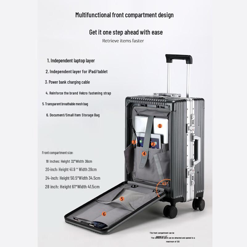 Hengyuanxiang Front-Opening Aluminum Frame Suitcase