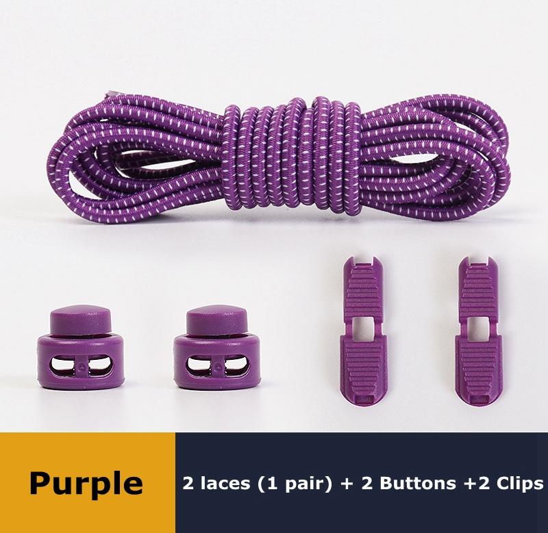 Lacets sans nœuds Lacets sans cravate Baskets Plastique Verrouillage solide Élastique Rond Lacets de chaussures pour Enfants Adultes Personnes âgées Taille unique