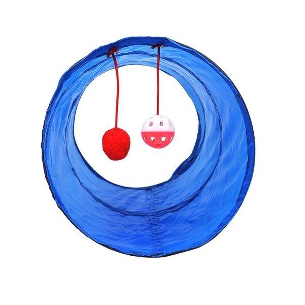 Pet Tunnel with Bell and Ball Dog and Blue Cat