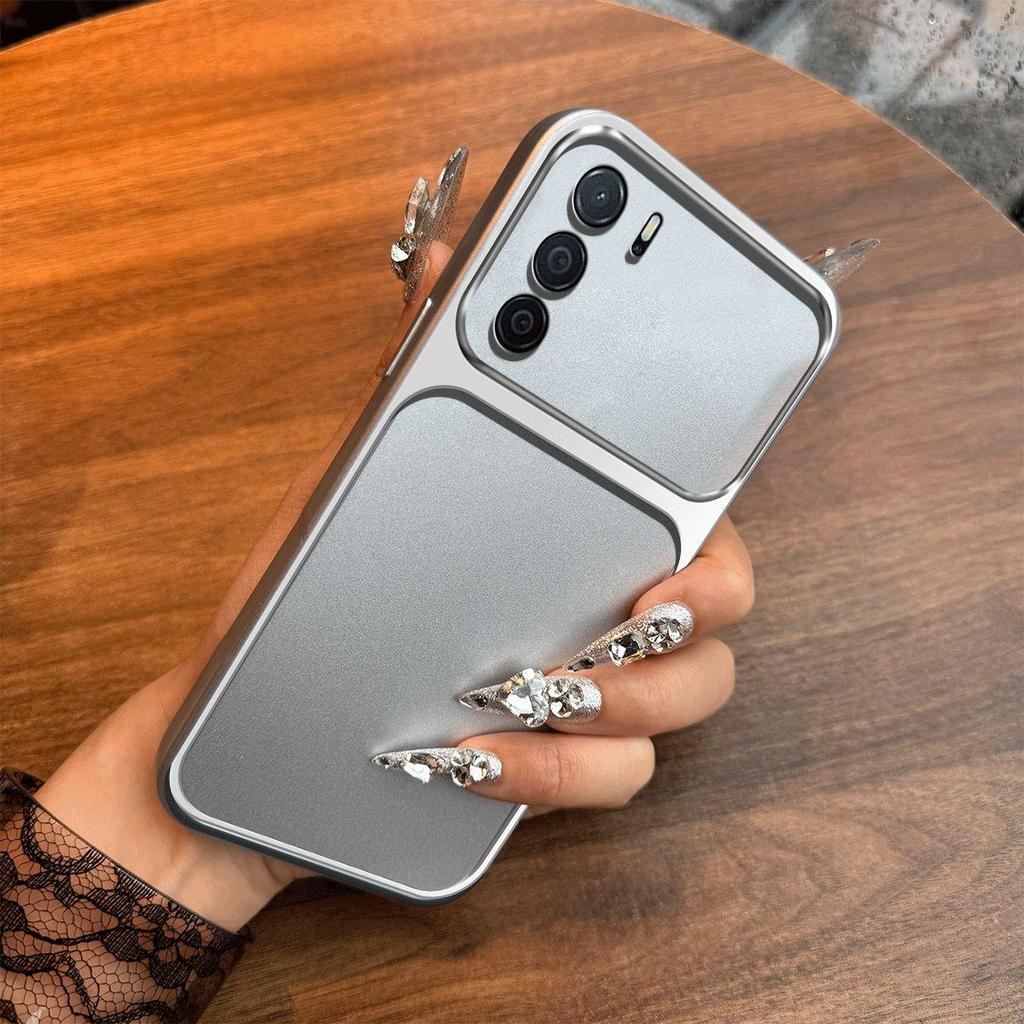 Case for OPPO A16 Metal Texture Matte Back Soft TPU Bumper Shockproof Cover