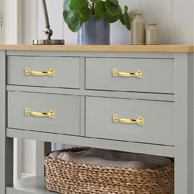 4pcs Handles for Wood Fence Gates Cabinets Bows-Shaped Barn Door Pulls Antique Furniture Knob Dresser Drawer Pull