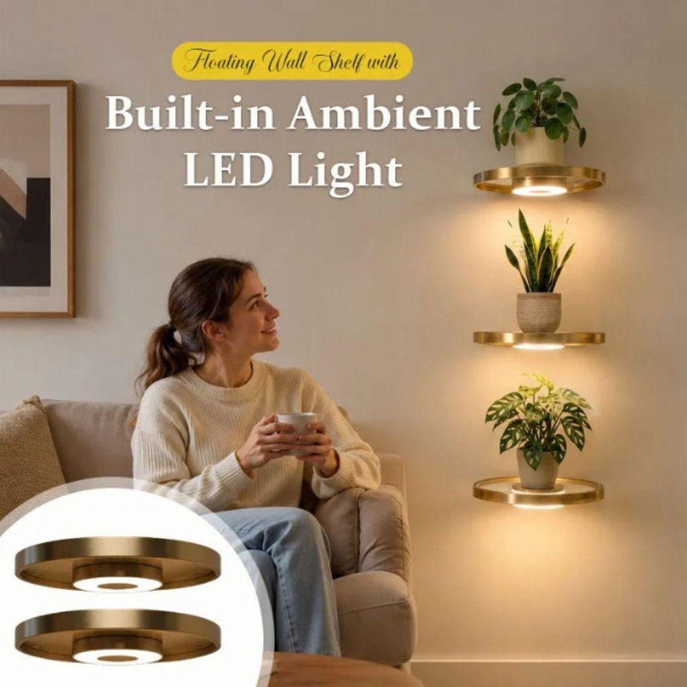 Built-in LED Lights LED Light Shelf Wall Mounted Display Rack Storage Shelf  Bedroom Decor
