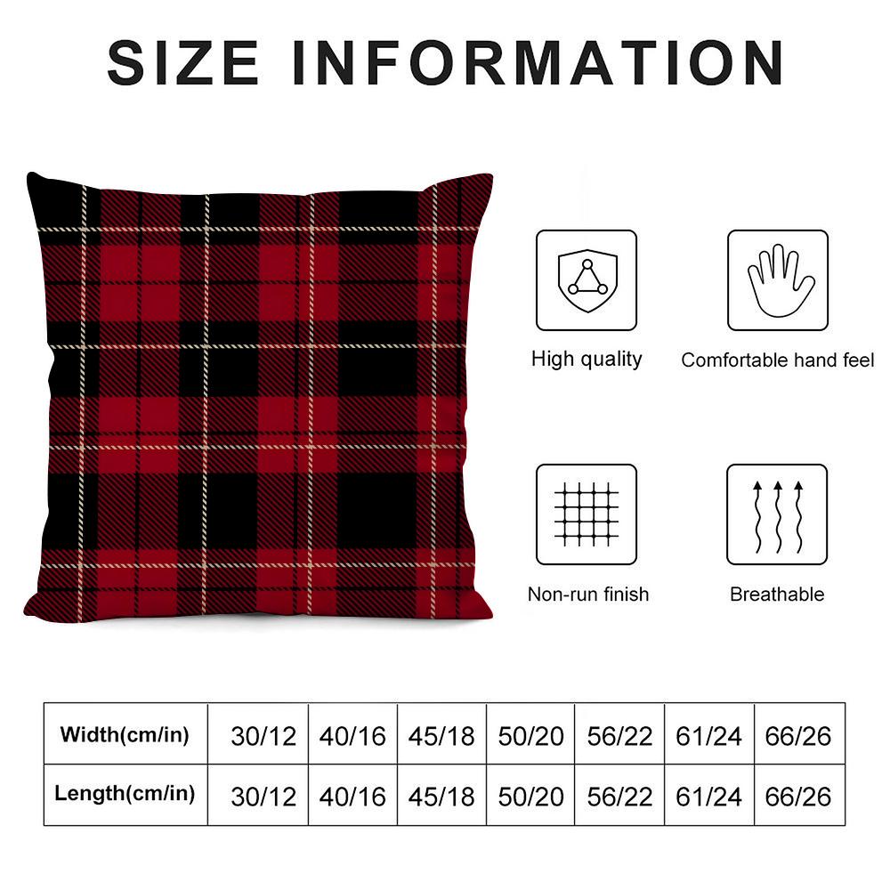 Plaid Luxury Cushion Cover Pillowcase Ultra Soft Skin Friendly Fabric Cloud Like Comfort & Concealed Zipper