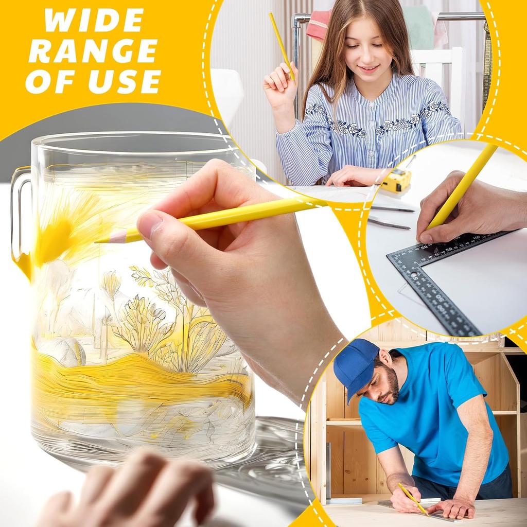 24 Pcs Yellow Grease Pencil Marking Pencil Bulk Wax Pencil Wooden Crayon Pencils for Bowling Marking Coloring on the Ball Surface Art Drawing