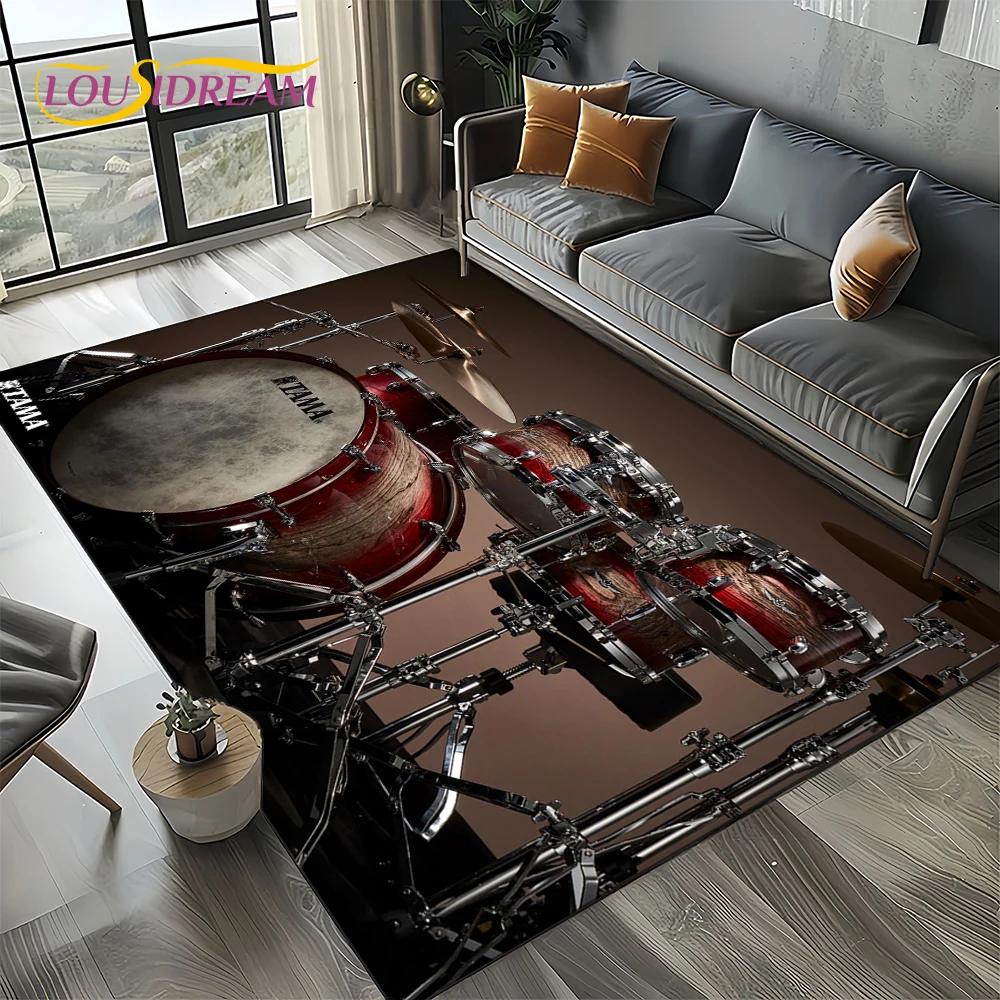 3D Music Instruments Drum Kit Drum Set Carpet Rug for Living Room Bedroom Home Sofa Decoration,Kids Area Rug Non-slip Floor Mat