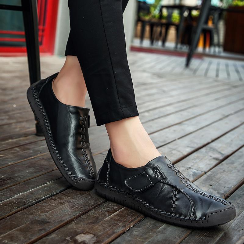 Men’s Moccasins Handmade Slip On Driving Shoes Comfort Flats Casual Shoes Plus Size Leather Shoes for Men Over Sized