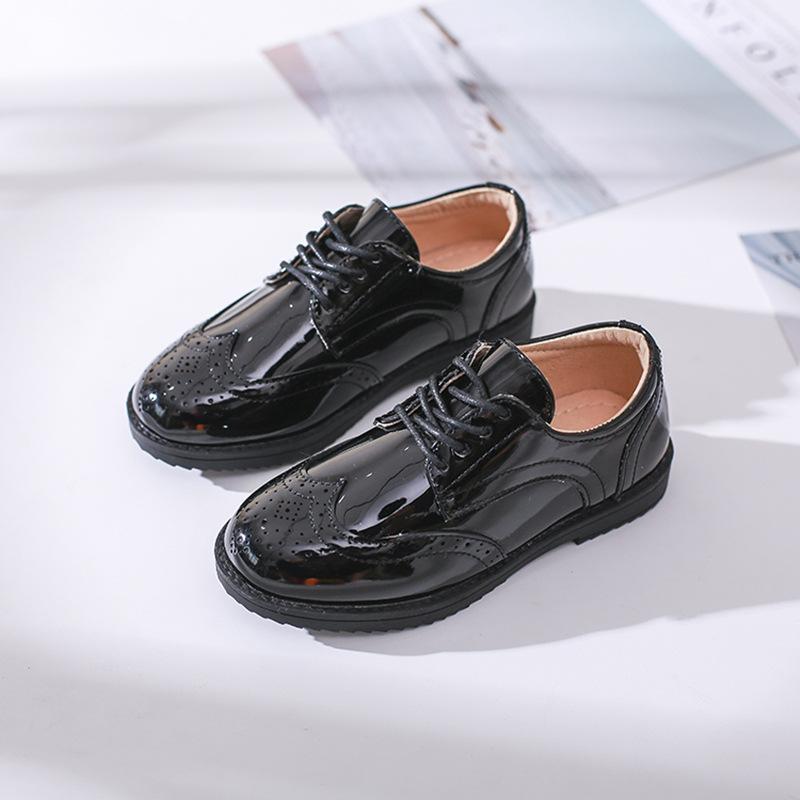 Barnesko til gutter Ekte skinnsko til barn Bryllup Skole Show Kjole Ballerinaer Lette Klassiske Svarte Barn Loafers Mokasiner