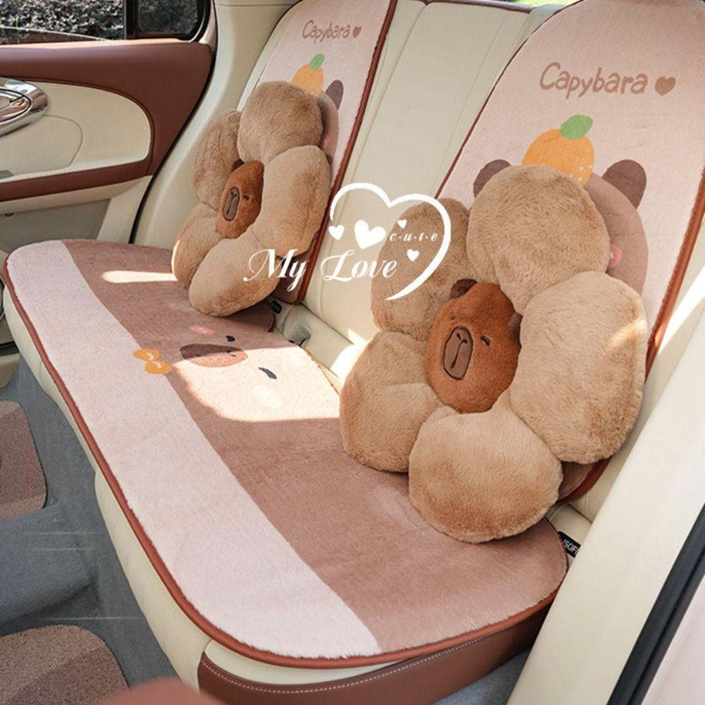 Comfort Capybara Car Headrest Cartoon Plush Seat Cushion Car Seat Decoration  Headrest