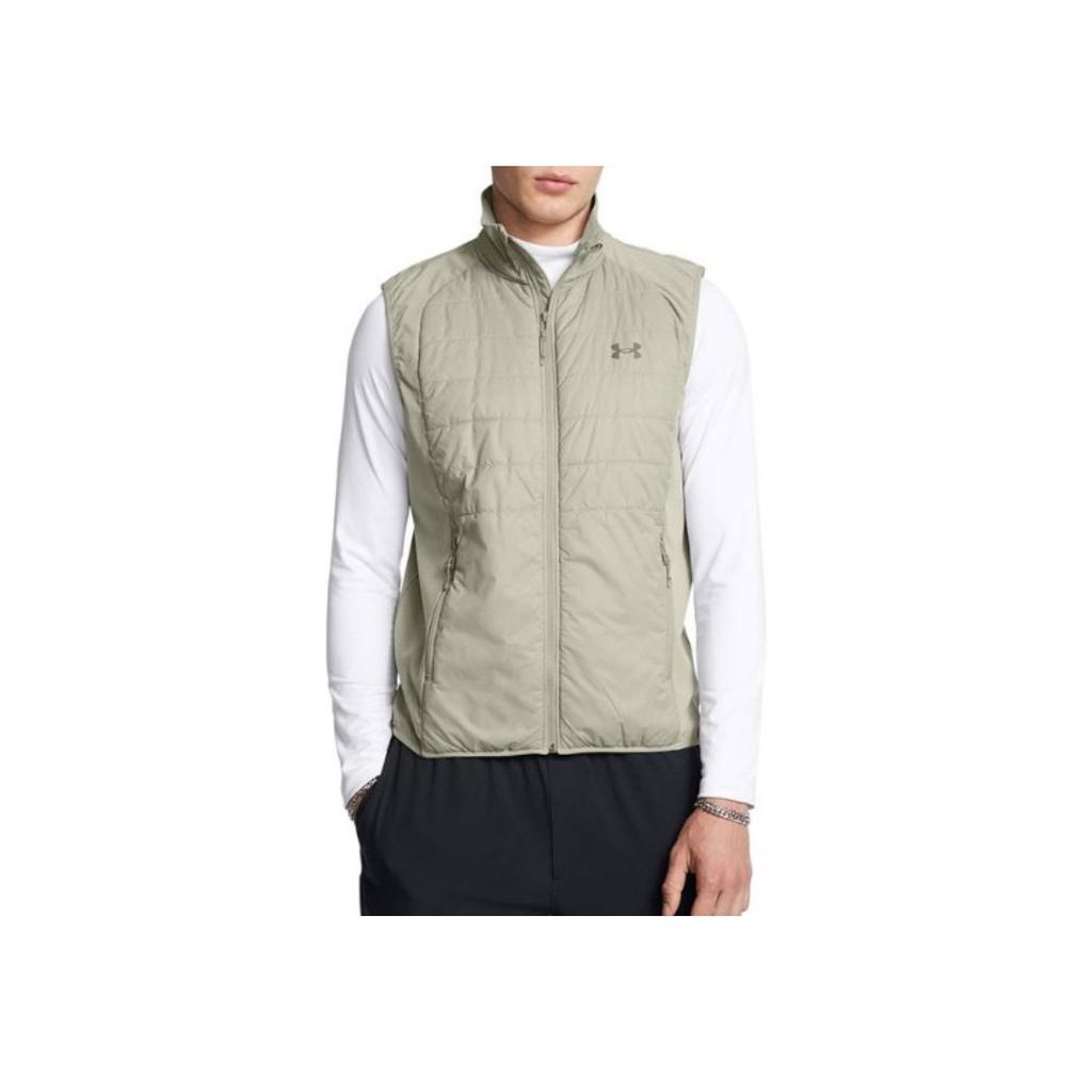 Under Armour PQF Active Hybrid Solid Color Zip Collar Vest Men Vests Beige 1378505-504
