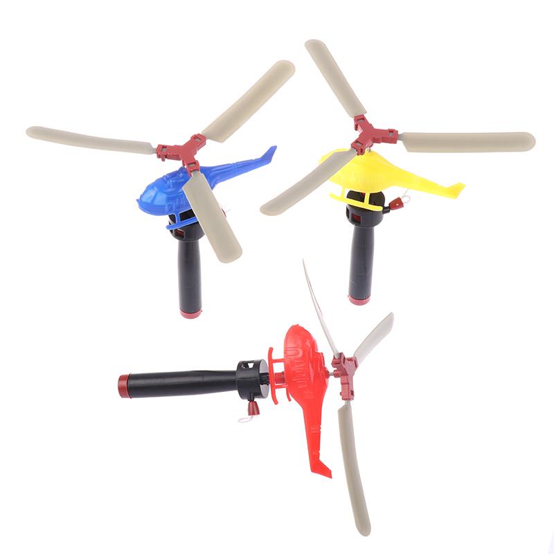 

3Pcs Kids Handle Bamboo Dragonfly Draw Rope Pull Wire Handle Pull Line Helicopter Outdoor Sports Power Helicopter Airplane Toy