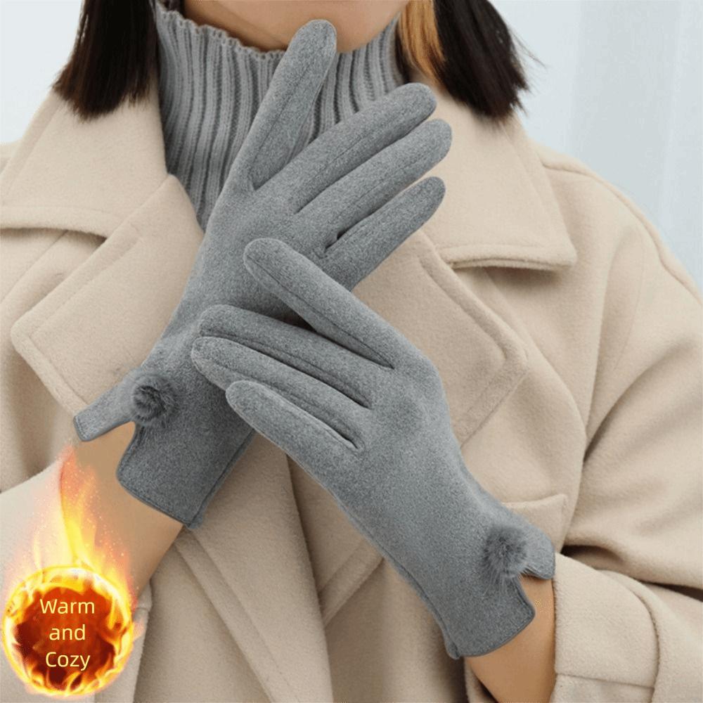 Velvet Pu Leather Gloves Soft Women Cycling Mittens Gift Winter Suede Gloves  Outdoor