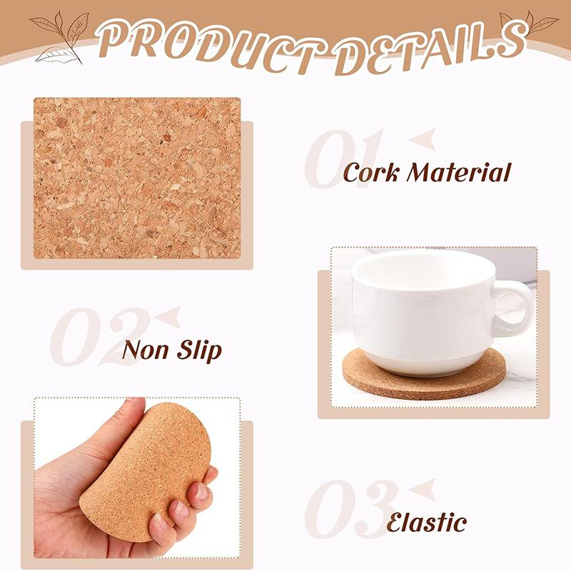5/10/20/30PCS Round Wood Mats Natural Cork Coasters Durable Non Slip Tea Cup Drink Holder Coasters for Coffee DIY Home Supplies