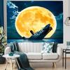 Titan Sea Full Moon TapestryVibrant Polyester Wall Hanging Bedroom Dormitory DecorUnique Gift Ideas for Friends and Friends
