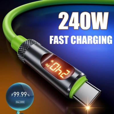 240W Max Digital Display Fast Charge Cable with Aluminum Alloy Case, 480Mbps, Type-C To Type-C for 17 16 15 Pro Max