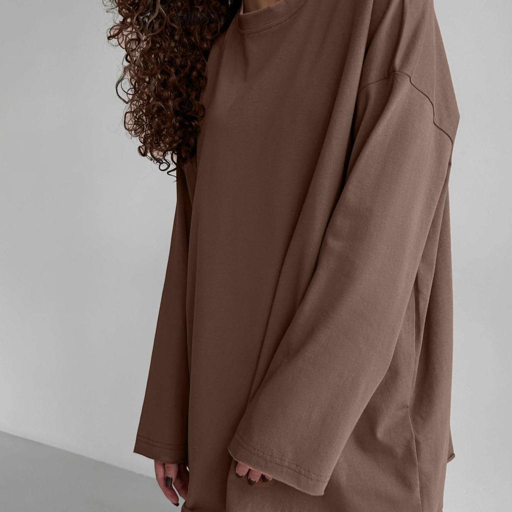 Magliette da Donna Oversize a Maniche Lunghe Basic Girocollo Maglietta Top Primavera Autunno Abbigliamento Casual da Allenamento Moda Casual Y2K Magliette a Maniche Lunghe Larghe da Donna