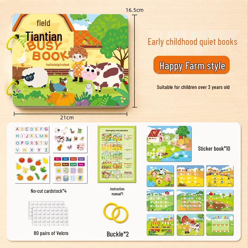 Children s Busy Book: Educational Toy for Toddlers - Early Learning Quiet Book & Cognitive Sticker Cards