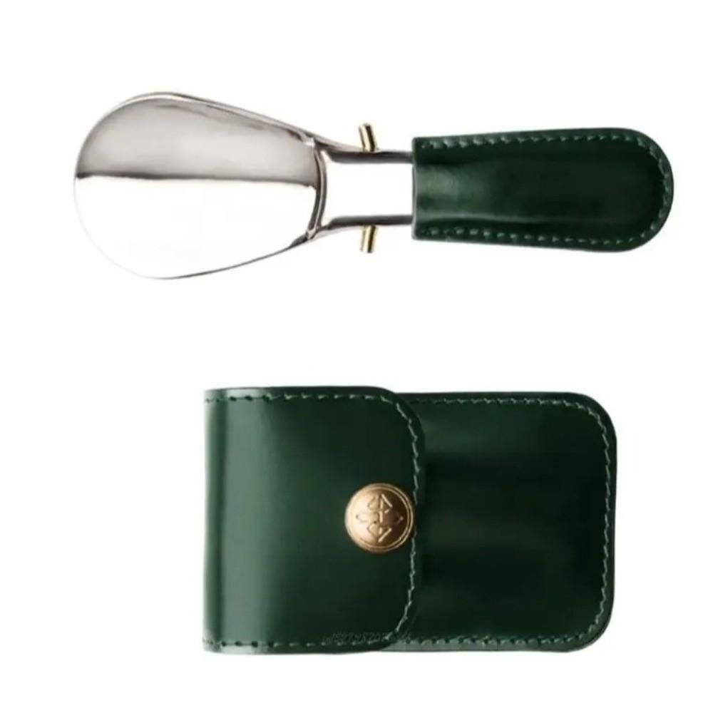 Leather Bag Elderly Person Folding Shoehorn PU Handle Portable Shoe Lifter Tool Office