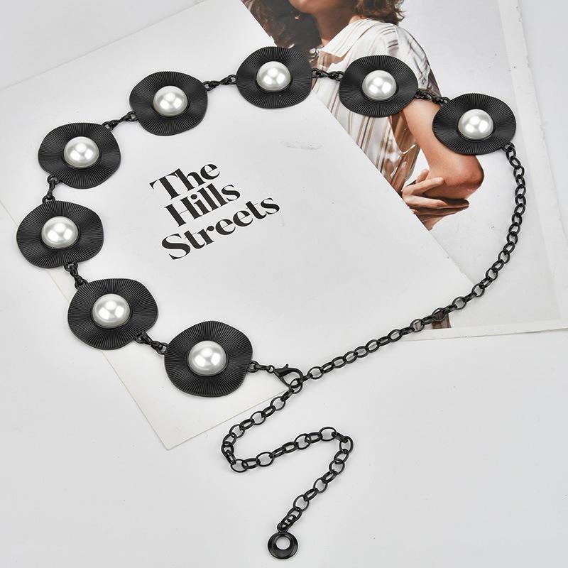 

Корейская жемчужная цепочка на талию из металла для женщин с нишевым креативным дизайном «Яичница-глазунья», ремень для платья, персонализированные аксессуары для женщин