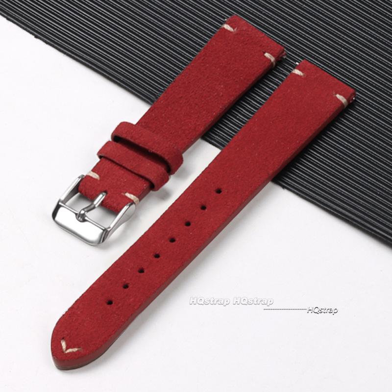 Vintage Leather Suede Watch Strap 14mm 16mm 18mm 20mm 22mm Watchband Gray Blue Brown Watch Bands Quick Release Wristband Belt