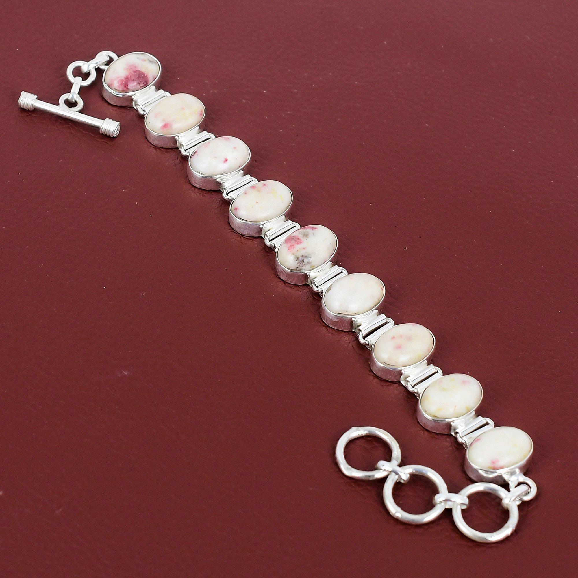 Cinnabar Gemstone Bracelet 925 Sterling Silver Bracelet Adjustable Chain Bracelet Natural Cinnabarite Jewelry Handmade Bracelet Gift For Mother Adjustable