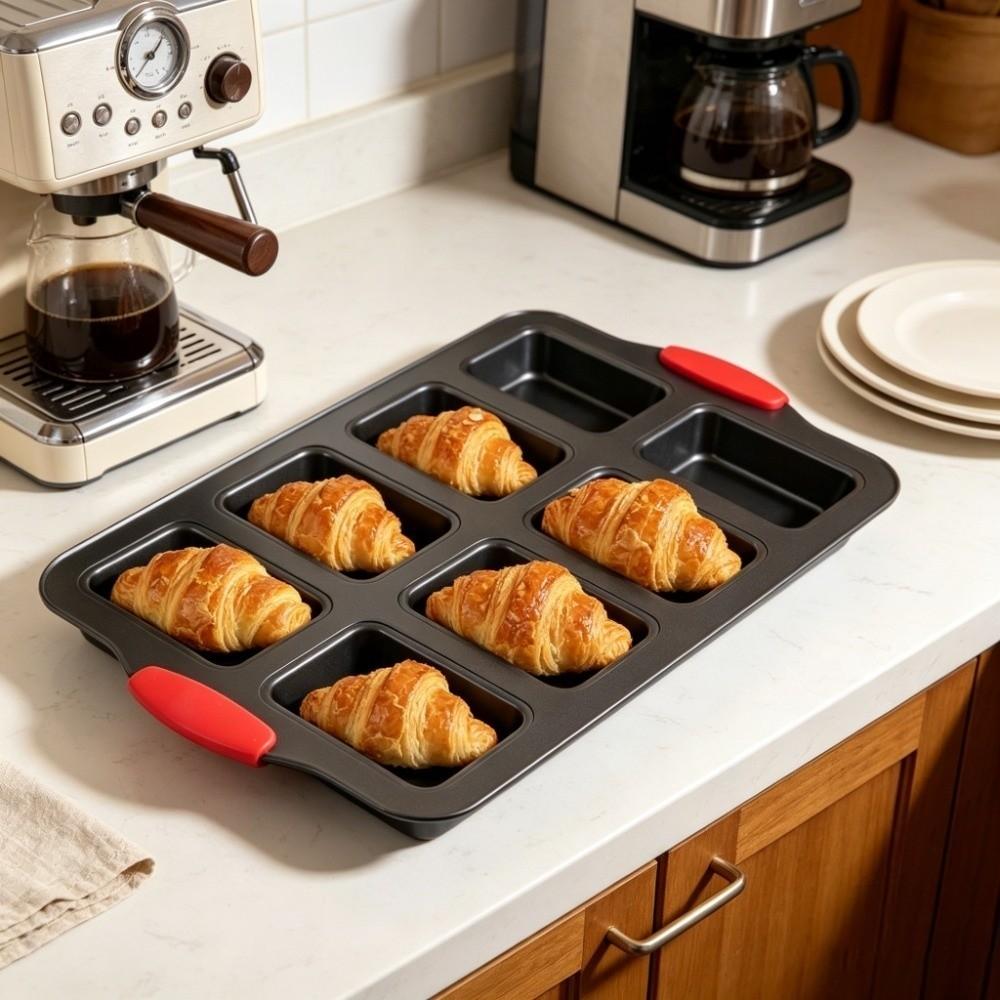 2 Pcks 8 Cavity Bread Loaf Baking Pan Nonstick Rectangular Bar Pan  for Oven Dishwasher