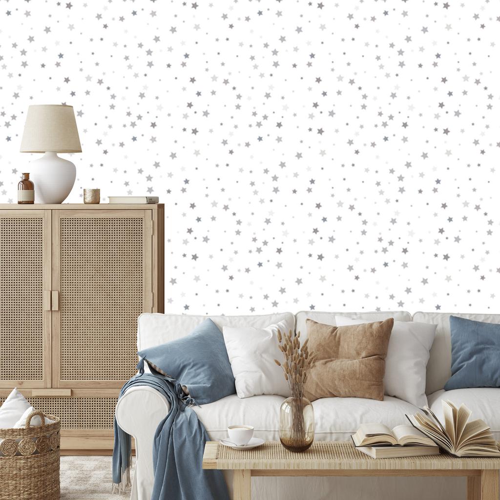 Gray small stars wallpaper for living room and bedroom 50x1000