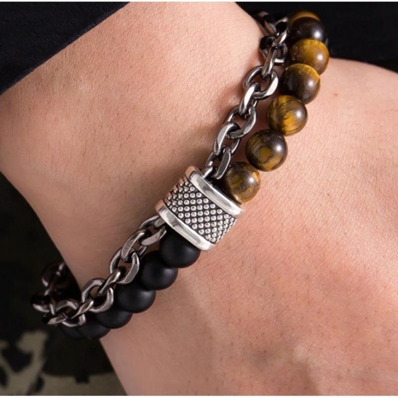 Mei Hot Sale Men's Bracelet, Beaded Chain, Double Layer Bracelet Men's Bracelet