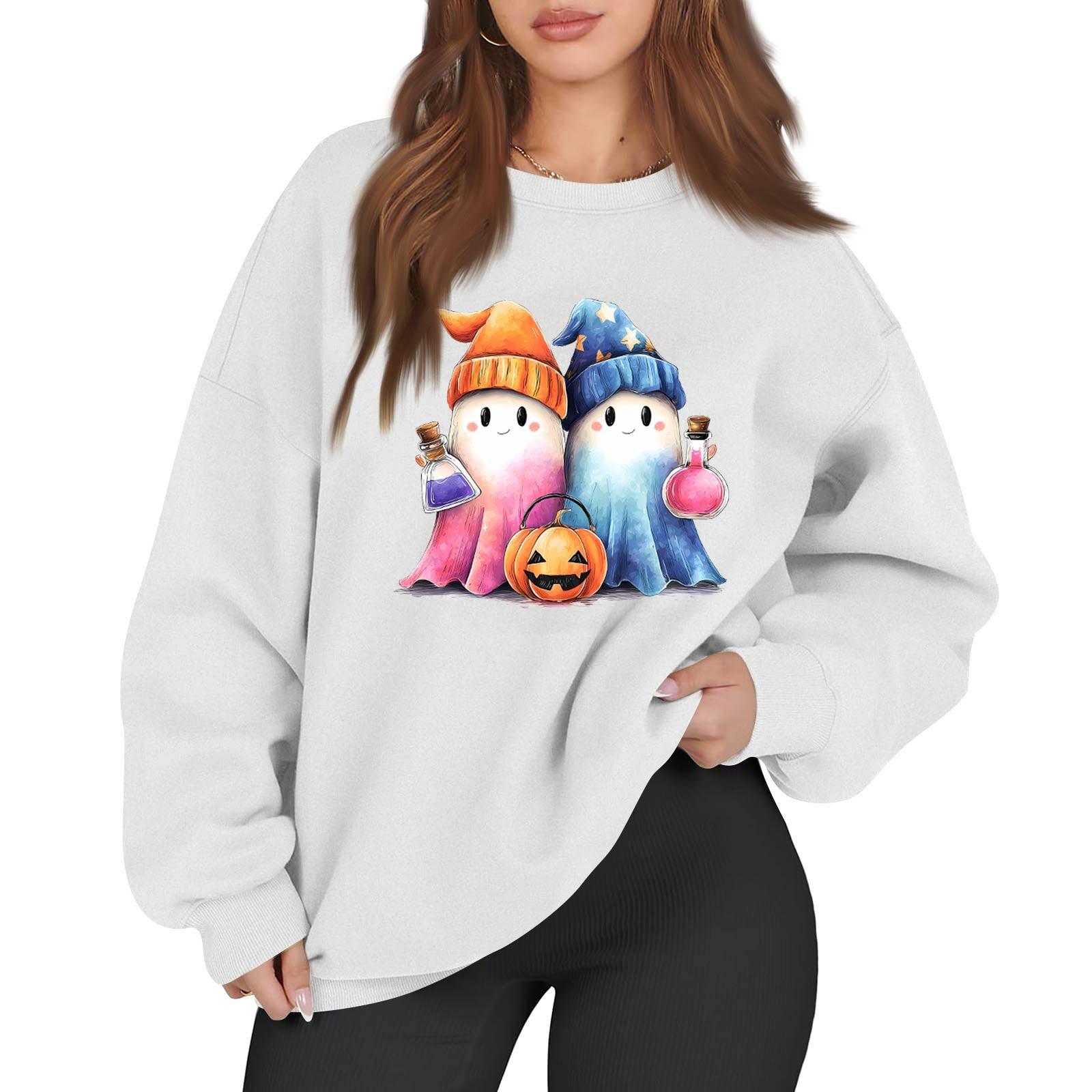 

Жіноча повсякденна модна толстовка з різдвяним принтом і круглим вирізом з довгим рукавом M білий