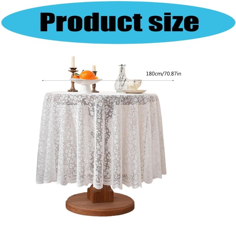 Stylish Floral Lace Round Tablecloth Table Cover Stains Resistant Fabric Multipurpose Use For Kitchen Office Wedding