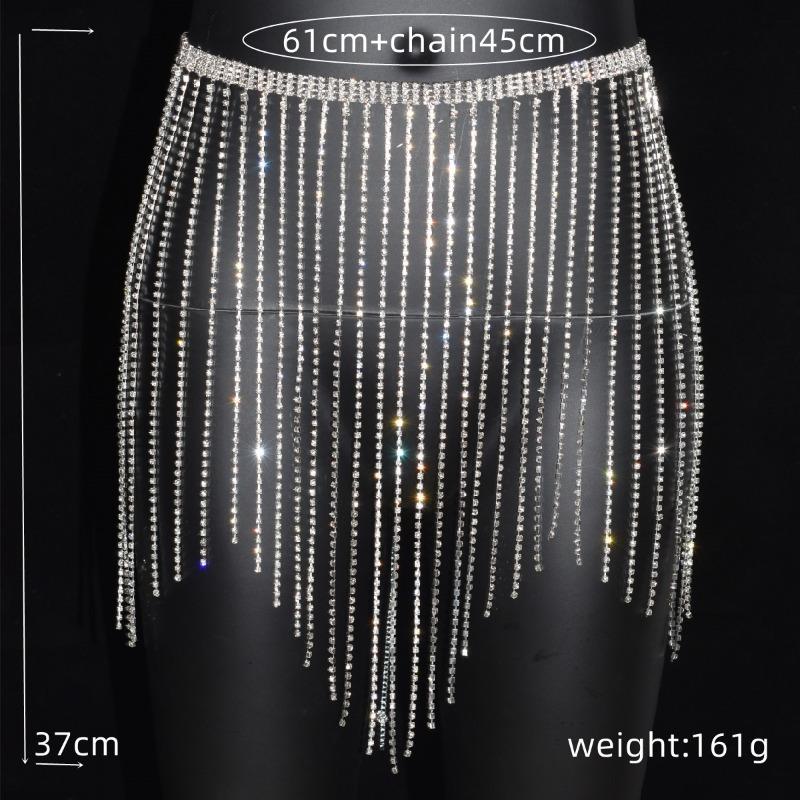 Waist Chain Body Chainsexy Shiny Tassel Rhinestone Skirt Belly Dance Body Chain