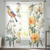 Bird Flowers Leaves Branches Nostalgic Bedroom Transparent Sheer Curtains Holiday Decoration Window Voile Tulle Curtain