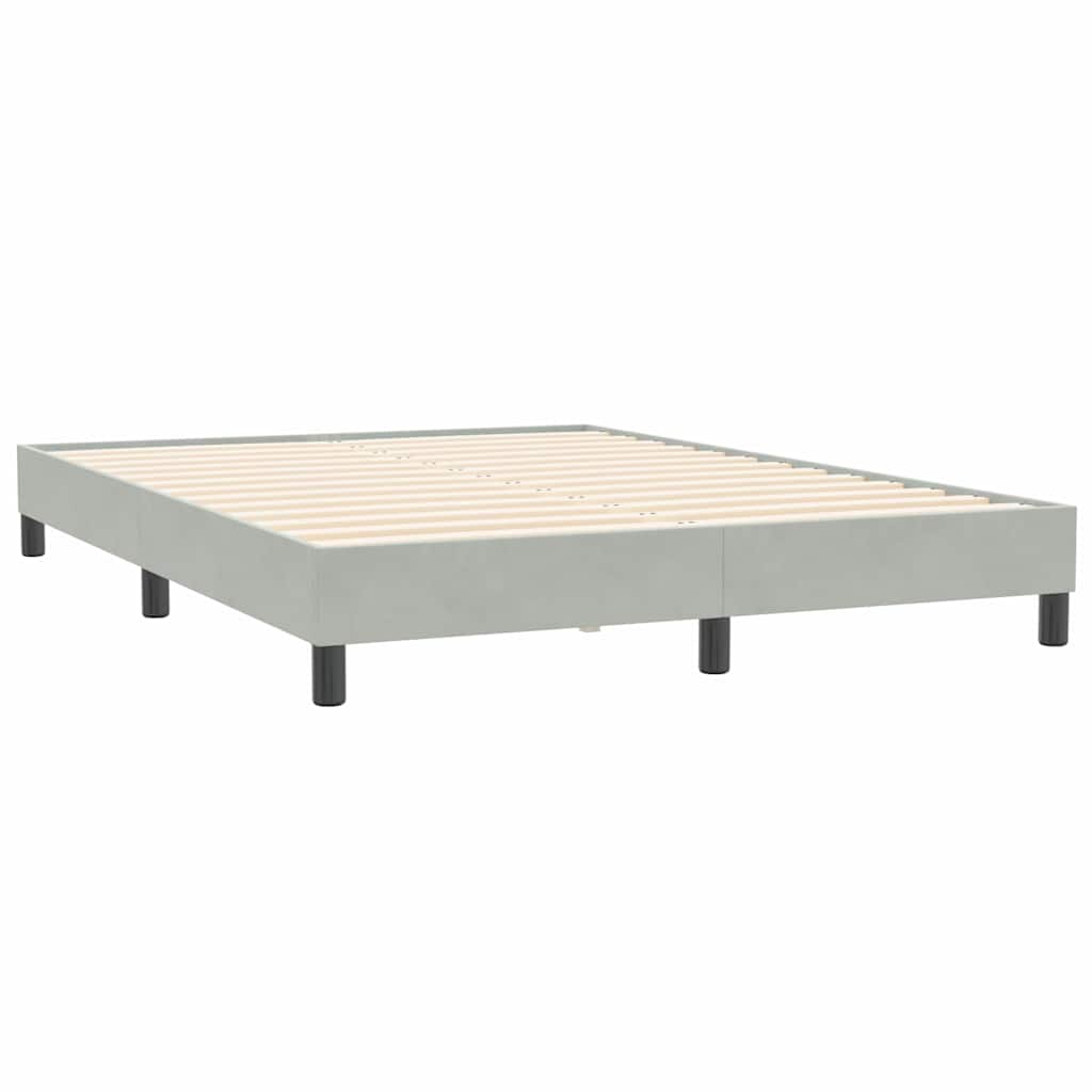 Box Spring Bed Without Mattress Light Grey 160 x 210 cm Velvet