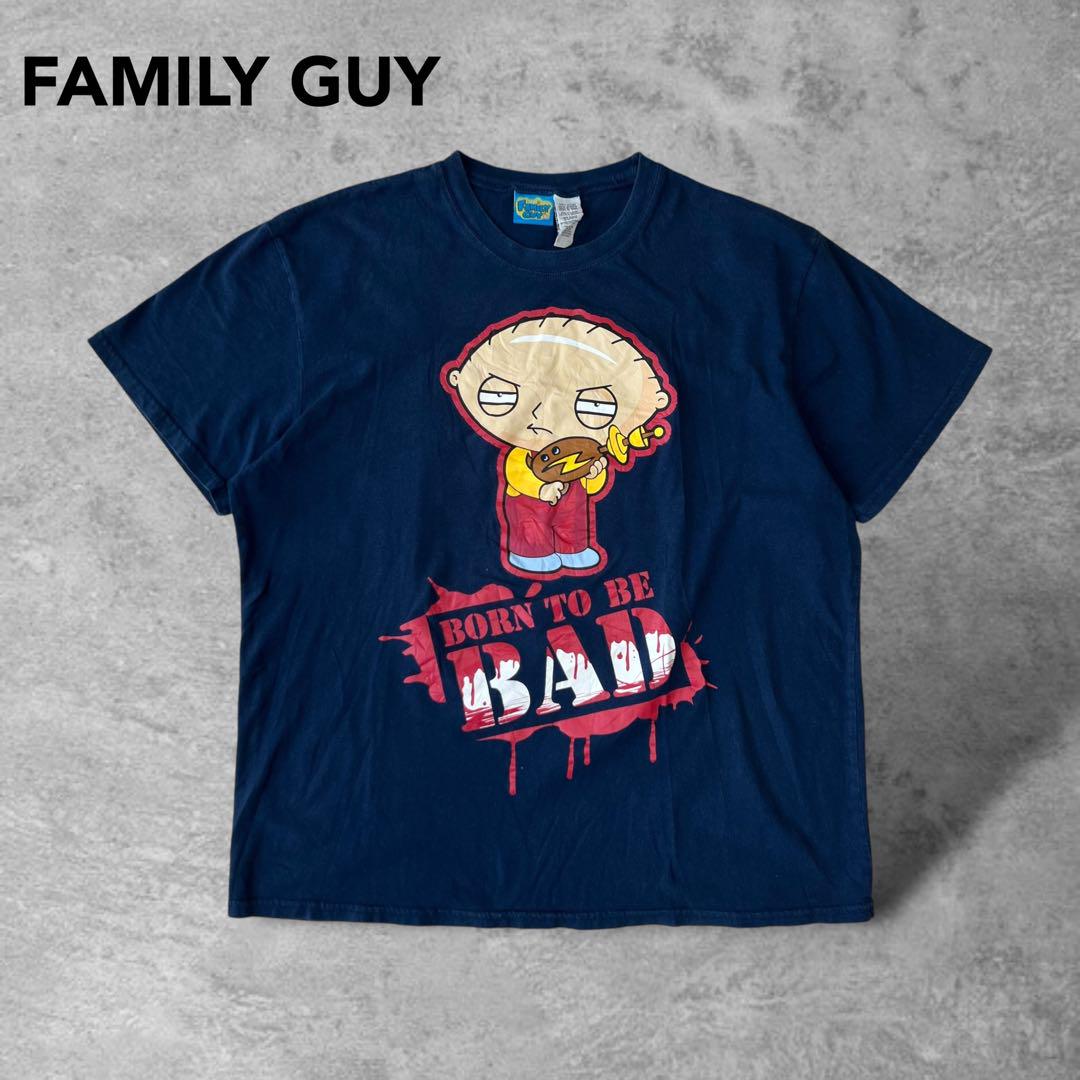 

[Б/У] Винтажная футболка Family Guy в стиле аниме, с коротким рукавом, выцветший темно-синий, с хорошим графическим принтом