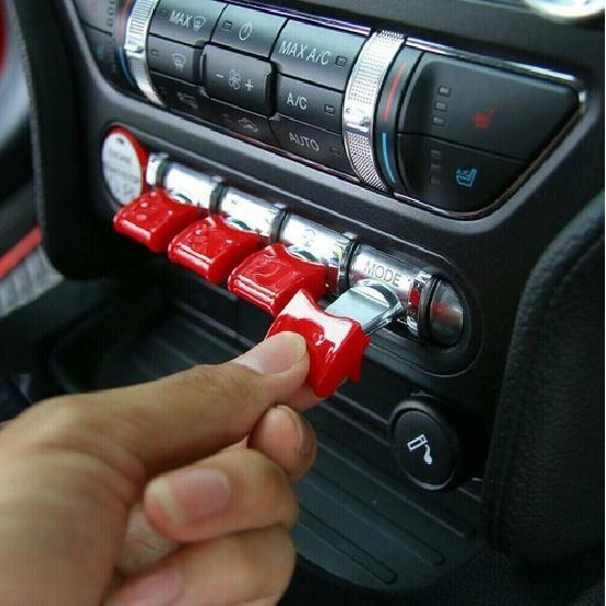 For 2015- Ford Mustang Red Interior Center Control Button Switch Cover Trim