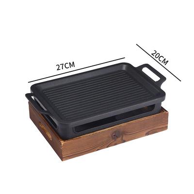 ZISIZ Rectangular Charcoal BBQ Grill with Non-stick Warming Plate