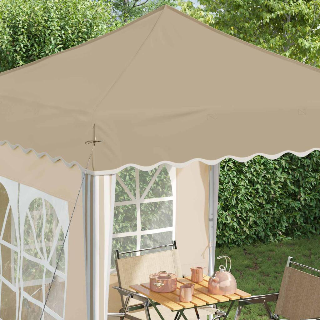 Pop Up Party Tent 195 X 195 X 245 Cm Cream Oxford Fabric
