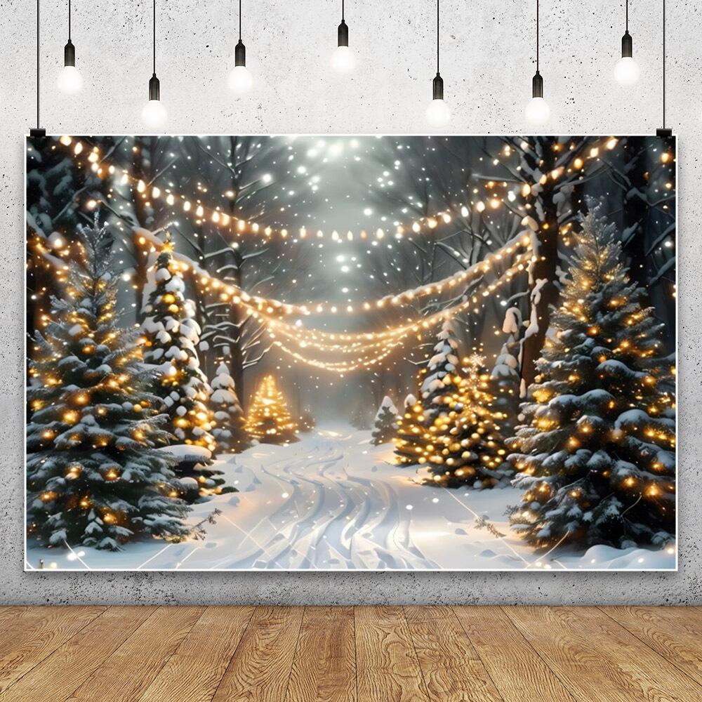 Winter Snowflake Christmas Photography Backdrop Decor Xmas Pine Tree Snowman Glitter Merry Christmas Party Photo Background Prop