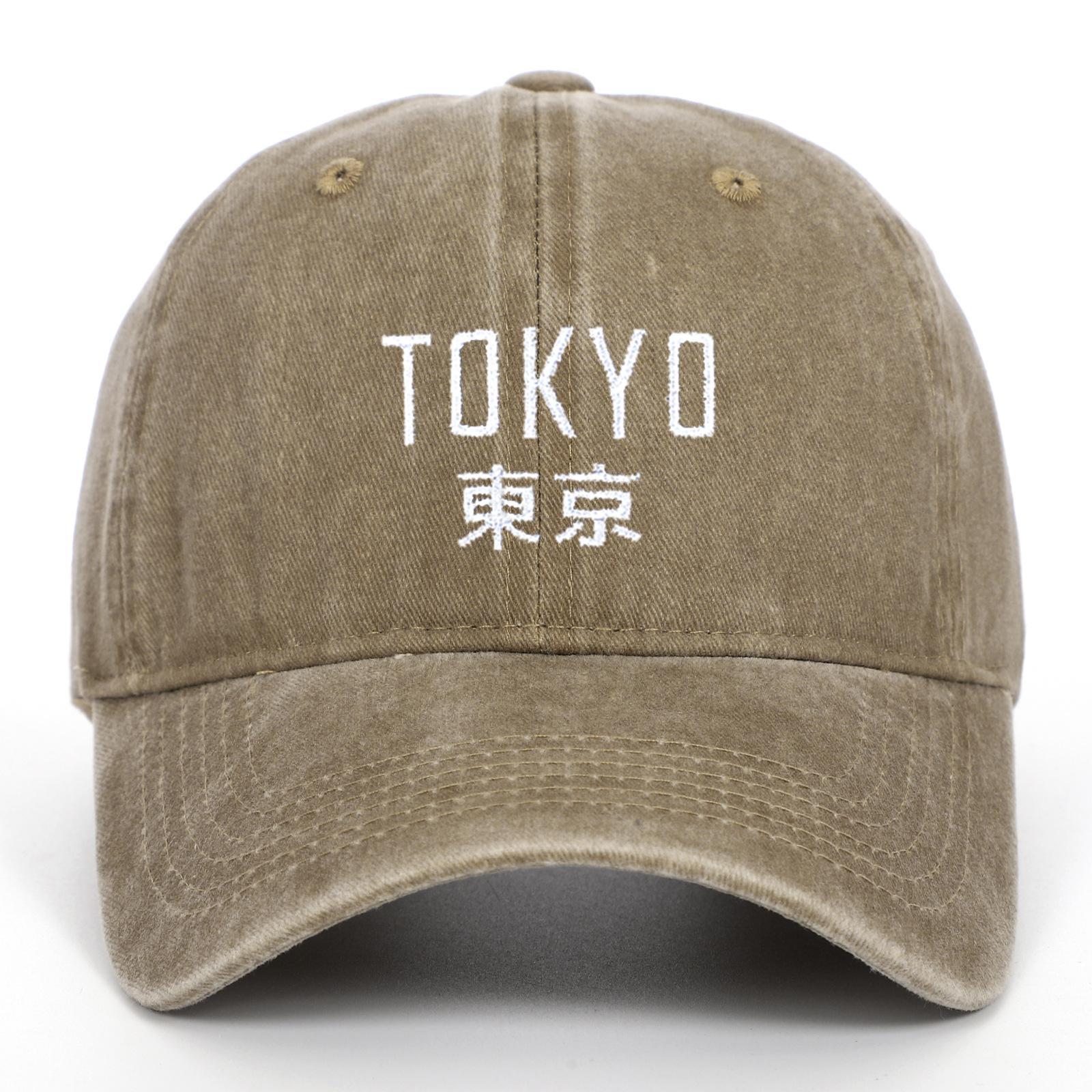 Nouvelle Casquette de Baseball Simple Lavée Lettre Tokyo Printemps Été Protection Solaire Extérieure Couple Adjustable gray