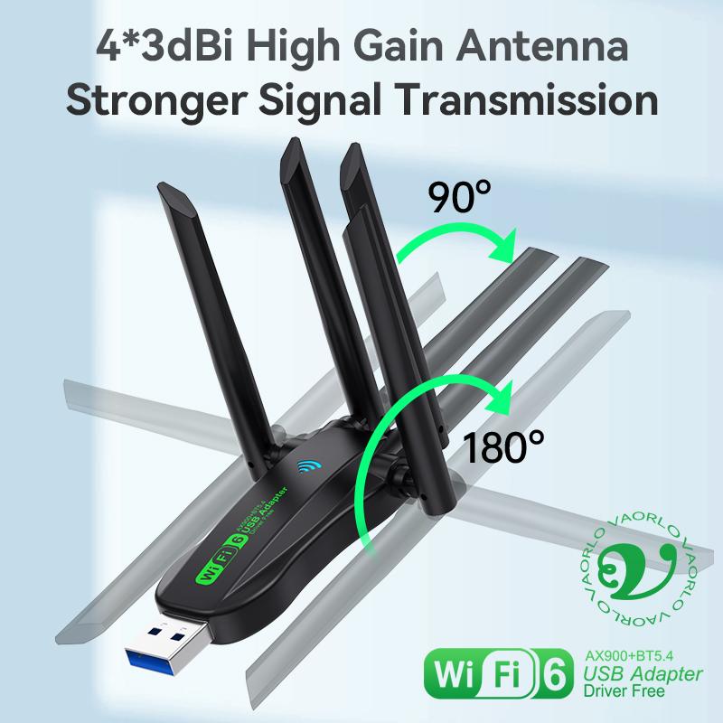 WIFI6 AX900 מתאם אלחוטי USB WiFi Bluetooth 5.4 פס כפול 2.4G+5GHz 4 אנטנות 900Mbps כרטיס רשת מקלט עבור WIN 10/11
