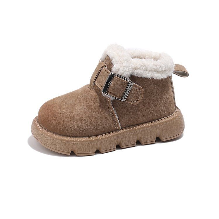 Children's cotton boots Birkenstock wool shoes 2025 winter new boys and girls thickened cotton shoes piled warm snow boots